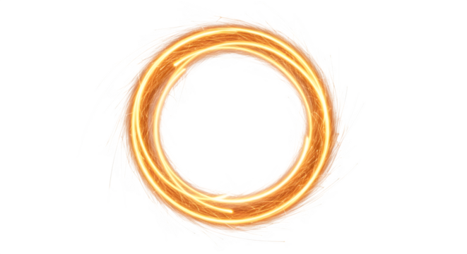 Golden ring of light isolated on transparent background, a magical portal for fantasy concept