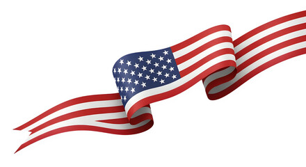 Obraz premium American flag ribbon isolated on transparent background, a symbol of patriotism and freedom