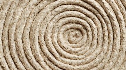 Textured Jute Rope Spiral Macro Image with Natural Tan Tones and Concentric Circles Background Design Element Close Up Craft Material Design Detail