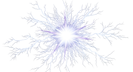 Abstract lightning bolt isolated on transparent background, a powerful display of natural energy
