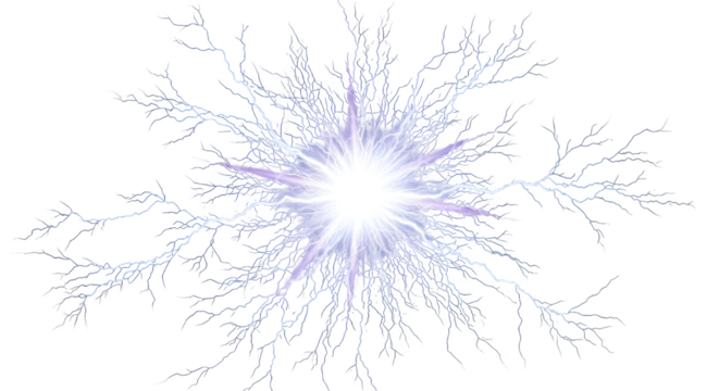 Abstract lightning bolt isolated on transparent background, a powerful display of natural energy