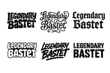 Obraz premium Bastet Lettering Variations. Legendary Bastet. Set lettering. harmonious lettering variations of the same emblematic concept (Funky cartoon-style lettering,