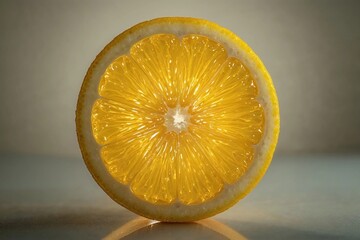 Close up of lemon slice with backlight