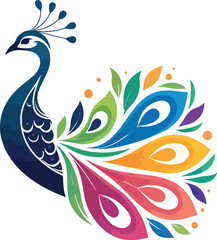 Elegant Peacock Logo Design – Luxury Bird Symbol, Royal Feather Icon, Modern Golden and Blue Vector Emblem for Branding and Fashion