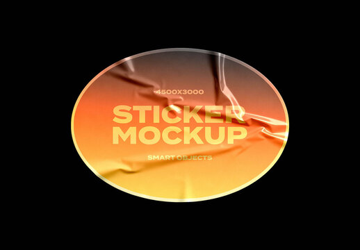 Wrinkly Oval Sticker Mockup