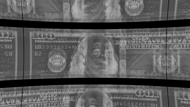 100 dollar note.Negative image of 100 US dollar bill video clip.One hundred dollar bill