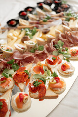 small food bites in bruschetta style