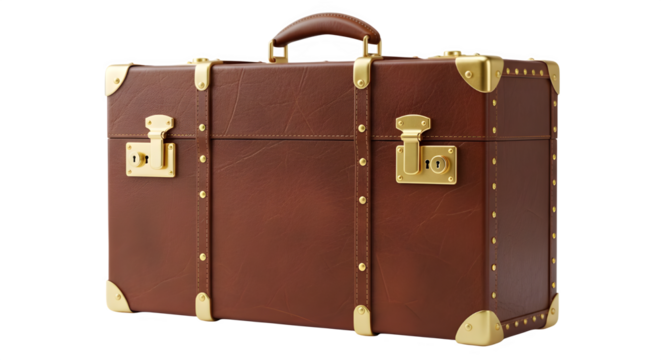 Sophisticated leather suitcase ready for adventure, timeless style, vintage travel, elegant luggage, journey awaits, escape the ordinary