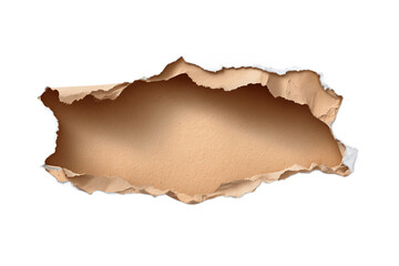 Brown paper torn effect revealing textured surface with jagged edges