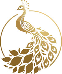 Elegant Peacock Logo Design – Luxury Bird Symbol, Royal Feather Icon, Modern Golden and Blue Vector Emblem for Branding and Fashion
