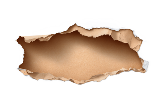 Brown paper torn effect revealing textured surface with jagged edges