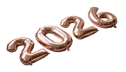 Obraz premium Rose gold balloons spelling 2026 for New Year celebration 