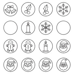 Christmas Holiday Line Art Icons Set