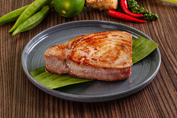 Gourmet fresh roasted tuna steak