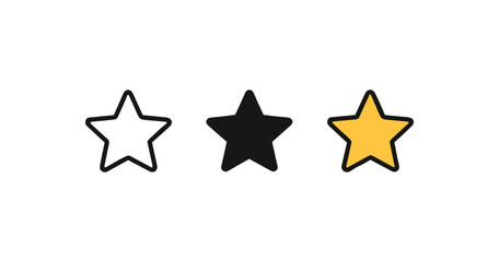 Three star rating icons in outlined, filled, and colored styles on white background