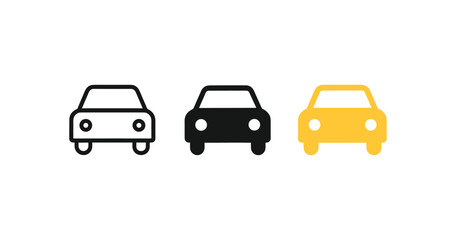 Fototapeta premium Minimalist car icons set: black, white, and yellow designs for modern projects