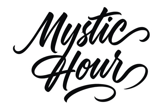 Brush Script Elegance. Mystic Hour ? Script Hand-Lettering: expressive brush script with long fluid connectors