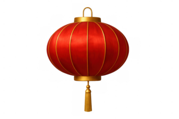 Chinese new year lantern celebrating asian cultural tradition and luck, featuring a red round decoration with golden lines and tassel
