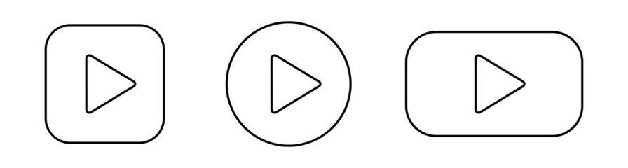 Play button media icons set on transparent background