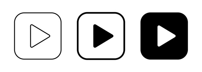 Play media interface icons set on transparent background