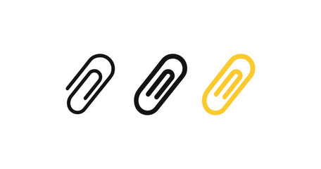 Obraz premium Minimalist paperclip icon set in black and yellow on white background