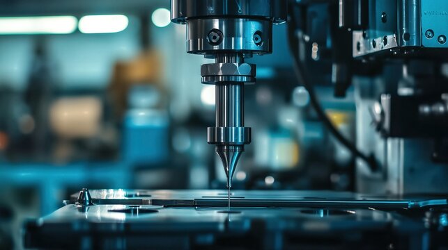 Industrial milling machine in action at a manufacturing facility during daytime operations