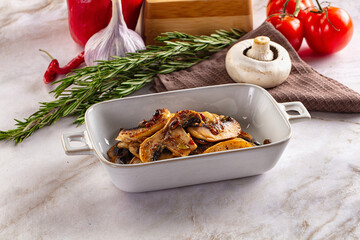 Vegan cuisine - roasted champignon slices