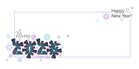 Christmas Town. 2026. New Years vector background. Lettering of the numbers for the coming year. 