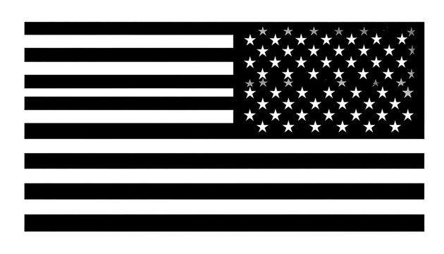 Black and white rendering of the American flag