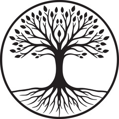 Striking tree of life symbol, elegant design, deep roots