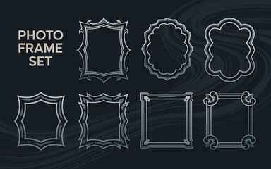horror photo frame set Elegant ornate silver display design