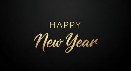 Obraz premium Golden happy new year wishes on a dark background with elegant style