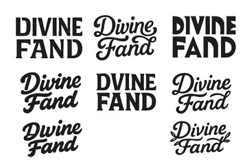 Fototapeta premium Divine Lettering Variations. Divine Fand. Set lettering. harmonious lettering variations of the same emblematic concept (Stencil-inspired urban lettering,
