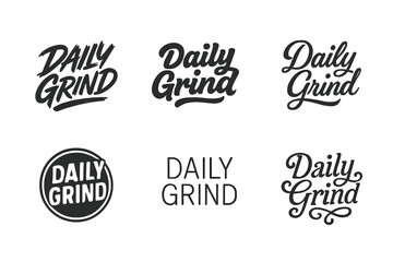 Fototapeta premium Lettering Art Variations. Daily grind. Set lettering. harmonious lettering variations of the same emblematic concept, each with different artistic