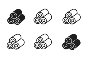 Loft Insulation Logos. Loft insulation. Set Logo of Loft insulation: stacked batts bundle. harmonious logo variations of the same emblematic concept, each with © Viacheslav