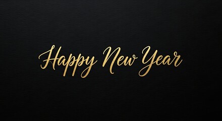 Obraz premium Elegant golden happy new year wishes on a dark textured background