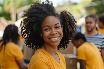 Young woman smiling at community event