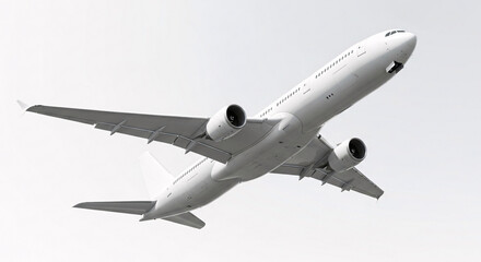 Obraz premium Airplane isolated on white background, a commercial plane flying in the sky during the day