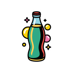 Soda bottle open Icon on White Background Vector Art Illustration on white background.