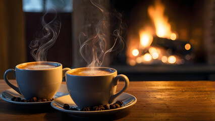 Fototapeta premium cup of coffee and christmas cookies