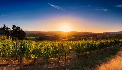 Fototapeta premium Sunset In The Vineyards Of Sonoma County California