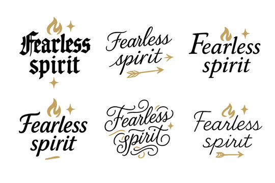 Fearless Spirit Calligraphy. Fearless spirit. Create a calligraphy lettering illustration of the phrase: