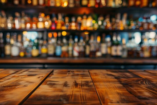 Blurred bar shelf with various bottles in background