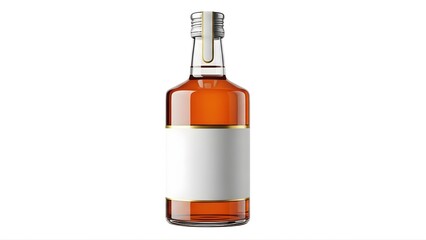 Isolated whiskey bottle mockup with blank label for branding and product presentation on white background on transparent background