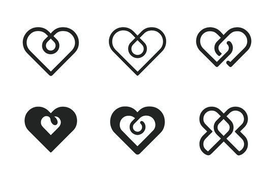 Connected Hearts Logos. Nurturing relationships and emotional connections. Set Logo of nurturing relationships and emotional connections: connected hearts.