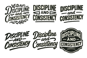 Harmonious Lettering Styles. Discipline and Consistency. Set lettering. harmonious lettering variations of the same emblematic concept, each with different