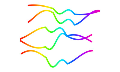 Abstract rainbow waves flowing on transparent background