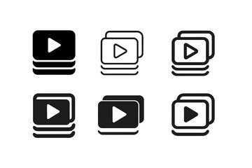 Creative Logo Variations. Content series branding. Set Logo of content series branding: stacked video frames. Icon set. harmonious logo variations of the same