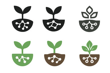 Resilient Crop Logo Variations. Designing resilient crops for changing weather conditions. Set Logo of Designing resilient crops for changing weather