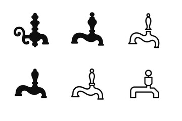 Samovar Kettle Icons. tea kettle spout. Set Logo of tea kettle spout: samovar-inspired spout faucet. Icon set. harmonious logo variations of the same